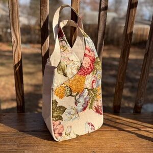 NWOT Floral canvas handmade purse tote handbag